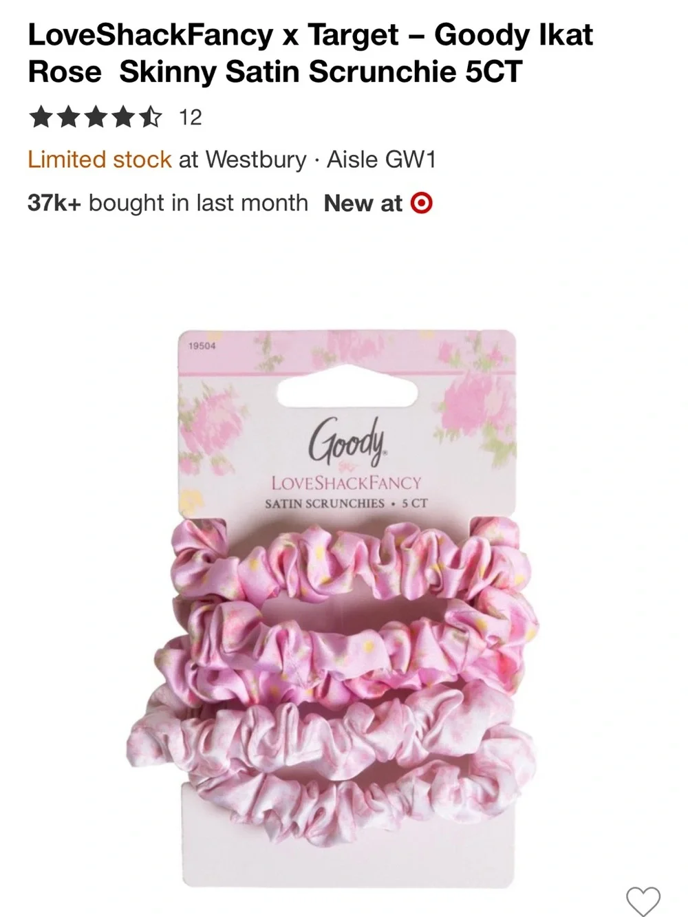 LoveShackFancy x Goody Pink Satin Floral Scrunchie Set